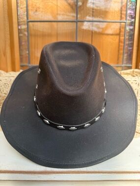 Outback Trading Co Badlands Brown Oilskin Waterproof Cowboy Hat Western Concho